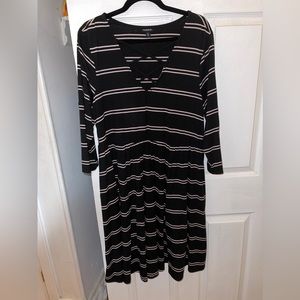 Torrid Skater Dress Stretch Black Light Pink Stripe Criss Cross Plus Size 3 3X